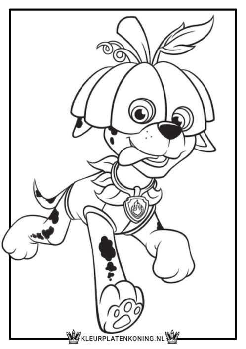 Halloween kleurplaat PAW Patrol Marshall Halloween kleurplaat PAW Patrol Marshall met een pompoen