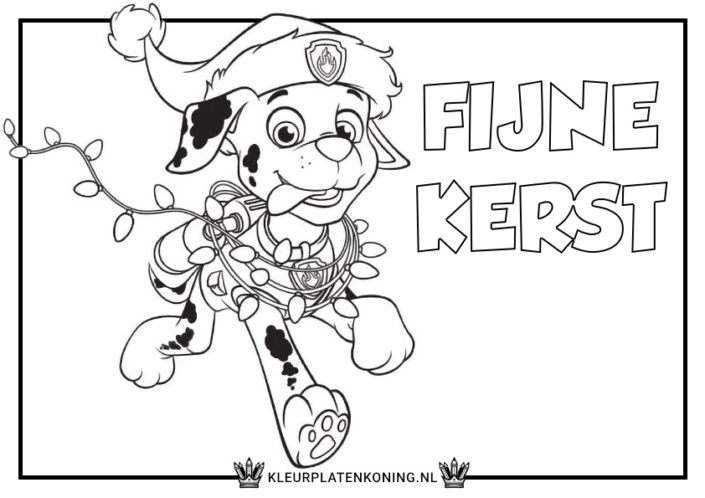 Kerst kleurplaat PAW Patrol Marshall Kerst kleurplaat PAW Patrol Marshall met lampjes